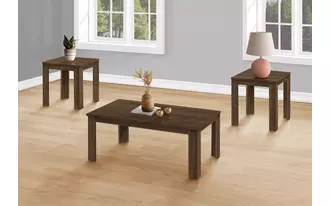 Ashley  table set - 3pcs set - dark walnut in 