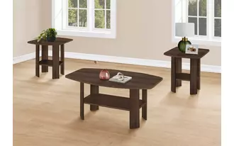 Ashley  table set - 3pcs set - dark walnut in 