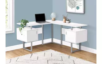 Ashley  computer desk - 58 l - white - silver metal corner in 