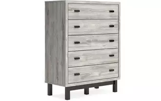 five drawer wide chest vessalli gray