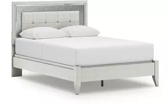 Ashley zyniden queen panel footboard w/rails in silver