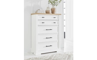 FIVE DRAWER CHEST Ashbryn White/NaturalB844-46 ASHLEY