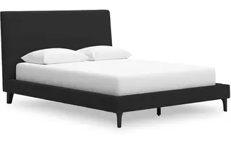 queen uph bed w/roll slats cadmori black/white