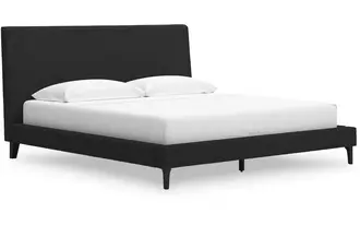king uph bed w/roll slats cadmori black/white