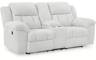 dbl rec loveseat w/console frohn snow