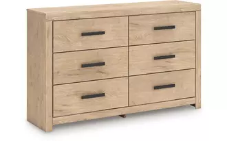 Ashley sanginlane six drawer dresser in tan