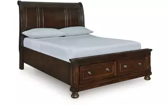 Ashley porter queen storage footboard in rustic brown