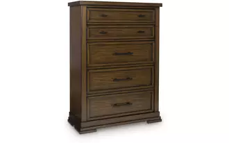 Ashley taffenbrook five drawer chest in medium brown