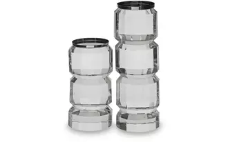Ashley brentley candle holder set (2/cn) in clear/silver finish