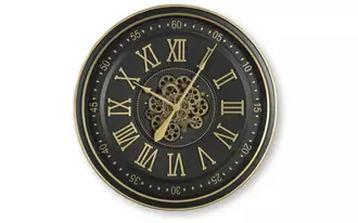 Ashley dairton wall clock in black/gold finish