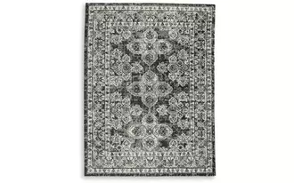 Ashley glennisman large rug in black/gray/ivory