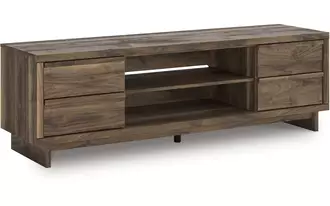 Ashley zadilyn xl tv stand w/fireplace option in brown