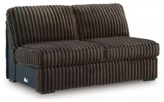 Ashley midnight-madness armless loveseat in chocolate