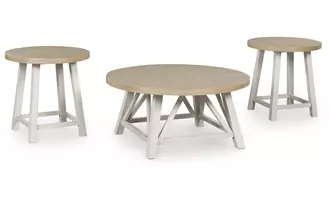 Ashley fawndell occasional table set (3/cn) in antique white/brown