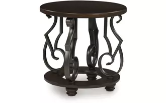 Ashley frallyn round end table in warm brown