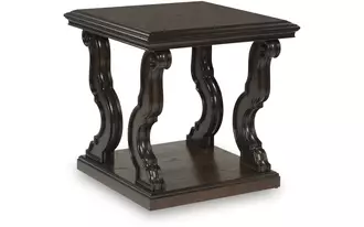 Ashley maylee square end table in dark brown