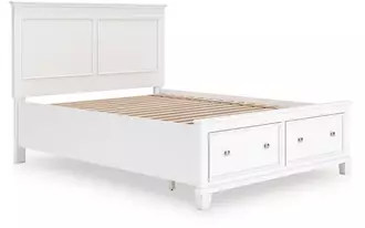 Ashley fortman q storage ftbd w/roll slats in white