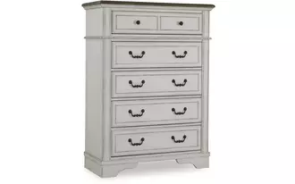 Ashley blendon five drawer chest in rustic brown