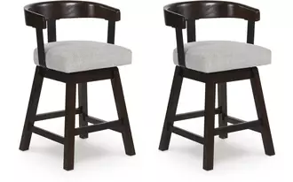 Ashley haddigan uph swivel barstool (2/cn) in dark brown