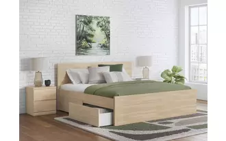 Ashley onita q/k double drawer storage in natural