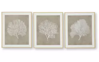 Ashley hendridge wall art set (3/cn) in taupe/white