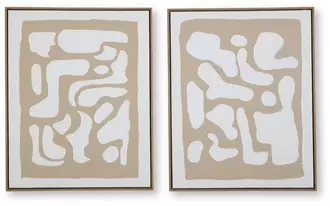 Ashley waldett wall art set (2/cn) in beige/white