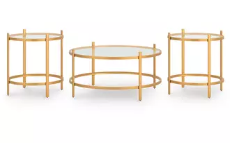 Ashley pearlox occasional table set (3/cn) in gold finish
