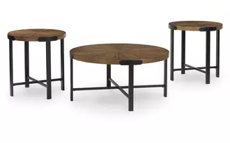 Ashley crosstrail occasional table set (3/cn) in brown