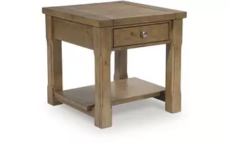 Ashley vandenmore rectangular end table in medium brown