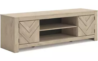 Ashley cayboni lg tv stand w/fireplace option in tan