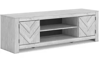 Ashley cayboni lg tv stand w/fireplace option in whitewash