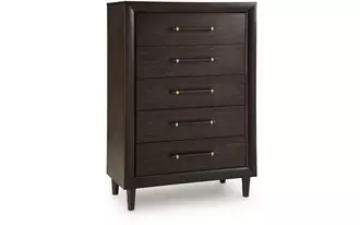 Ashley dantenton five drawer chest in merlot