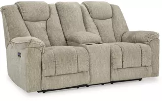 Ashley hindmarsh pwr rec loveseat/con/adj hdrst in stone