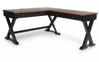 Ashley wildenauer home office desk return in brown/black