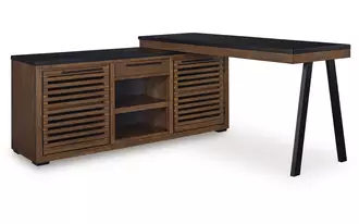 Ashley kallari home office desk return in warm brown/black