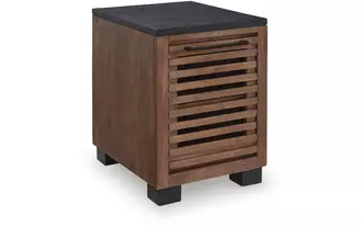 Ashley kallari chair side end table in warm brown/black