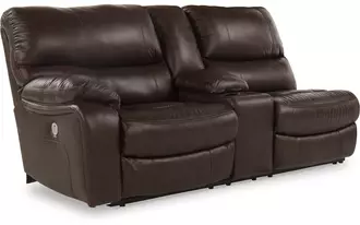 Ashley family circle laf dbl rec pwr con loveseat in dark brown