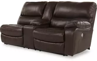 Ashley family circle raf dbl rec pwr con loveseat in dark brown