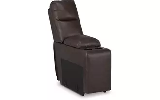 Ashley punch up console with storage in walnut