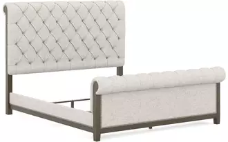 Ashley hillcott cal king upholstered rails in dark brown