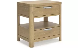 Ashley rencott two drawer night stand in light brown