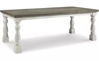 Ashley havalance rectangular dining room table in white/gray