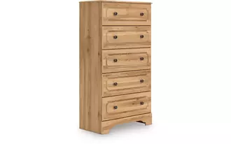 five drawer chest aleaport warm brown