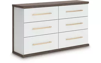 six drawer dresser kendanport white/brown