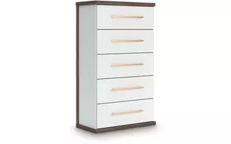five drawer chest kendanport white/brown