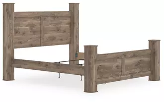 Ashley rusticott king poster headboard panel in brown