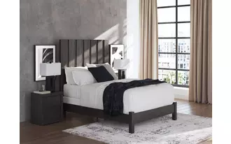 Ashley fraluna queen panel footboard w/rails in charcoal