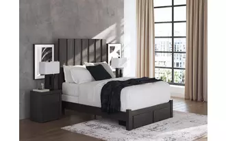 Ashley fraluna queen storage footboard in charcoal