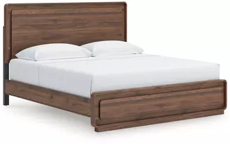 Ashley fortlorn k/ck panel hdbd/ftbd/r slats in walnut brown