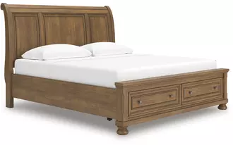 Ashley feddinger k/ck storage footboard in medium brown